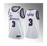 Men's Los Angeles Lakers #3 Anthony Davis White City Edition Stitched Basketball Jersey