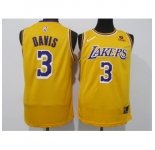 Men's Los Angeles Lakers #3 Anthony Davis Yellow 75th Anniversary Stitched Basketball Jersey