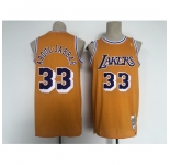 Men's Los Angeles Lakers #33 Kareem Abdul-Jabbar Yellow Throwback Basketball Jersey