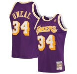 Men's Los Angeles Lakers #34 Shaquille O'Neal Purple Throwback Jersey