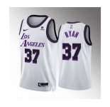 Men's Los Angeles Lakers #37 Matt Ryan White City Edition Stitched Basketball Jersey