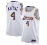 Men's Los Angeles Lakers #4 Dalton Knecht White 2024 Draft Association Edition Stitched Basketball Jersey
