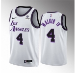 Men's Los Angeles Lakers #4 Lonnie Walker IV White City Edition Stitched Basketball Jersey