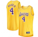 Men's Los Angeles Lakers #4 Lonnie Walker IV Yellow Stitched Basketball Jersey