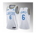 Men's Los Angeles Lakers #6 LeBron James 2022-23 White Classic Edition Stitched Basketball Jersey