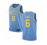 Men's Los Angeles Lakers #6 LeBron James Authentic Blue Hardwood Classics Basketball Jersey