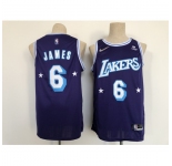 Men's Los Angeles Lakers #6 LeBron James Nike Purple 2021-22 Swingman City Jersey