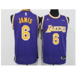 Men's Los Angeles Lakers #6 LeBron James Purple Basketball Swingman Association Edition Jersey
