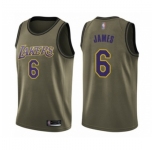 Men's Los Angeles Lakers #6 LeBron James Swingman Green Salute to Service Basketball Jersey