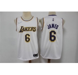 Men's Los Angeles Lakers #6 LeBron James White 75th Anniversary Diamond 2021 Stitched Jersey