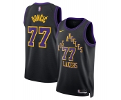 Men's Los Angeles Lakers #77 Luka Doncic Black 2025-26 City Edition Stitched Basketball Jersey