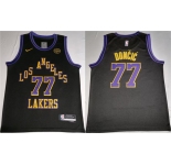Men's Los Angeles Lakers #77 Luka Doncic Black 2025 Stitched Basketball Jersey