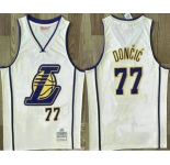 Men's Los Angeles Lakers #77 Luka Doncic Cream Throwback Swingman Jersey