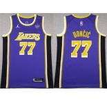 Men's Los Angeles Lakers #77 Luka Doncic Puple 2025 Stitched Basketball Jersey