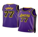 Men's Los Angeles Lakers #77 Luka Doncic Purple 2025 Statement Edition Stitched Jersey