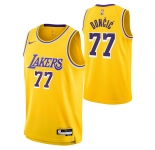 Men's Los Angeles Lakers #77 Luka Doncic Yellow 2025 Icon Edition Stitched Jersey