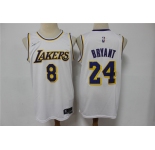 Men's Los Angeles Lakers #8 #24 Kobe Bryant White 75th Anniversary Diamond 2021 Stitched Jersey