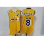 Men's Los Angeles Lakers #8 Kobe Bryant Authentic Gold 1978-2020 Commemorative Edition