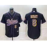 Men's Los Angeles Lakers #8 Kobe Bryant Black Cool Base Stitched Baseball Jerseys