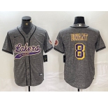 Men's Los Angeles Lakers #8 Kobe Bryant Grey Cool Base Stitched Baseball Jersey