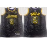 Men's Los Angeles Lakers #9 Bronny James Jr. Black 2024 Draft Stitched Basketball Jersey