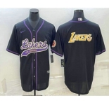 Men's Los Angeles Lakers Black Big Logo Cool Base Stitched Baseball Jerseys