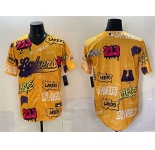 Men's Los Angeles Lakers Blank Yellow Limited Stitched Baseball Jersey