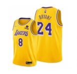 Men's Los Angeles Lakers Front #8 Back #24 Kobe Bryant 75th Anniversary Diamond Gold 2021 Stitched Basketball Jersey