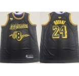 Men's Los Angeles Lakers Front #8 Back #24 Kobe Bryant Black Stitched Basketball Jersey