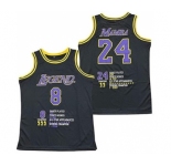 Men's Los Angeles Lakers Front #8 'Legend' Back #24 'Mamba' Kobe Bryant Black Stitched Basketball Jersey
