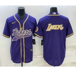 Men's Los Angeles Lakers Purple Big Logo Cool Base Stitched Baseball Jerseys