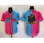 Men's Los Angeles Lakers Team Big Logo Pink Blue Limited Stitched Baseball Jersey