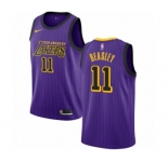 Men's Nike Los Angeles Lakers #11 Michael Beasley Authentic Purple NBA Jersey - City Edition