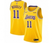 Men's Nike Los Angeles Lakers #11 Michael Beasley Swingman Gold NBA Jersey - Icon Edition