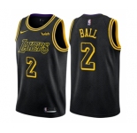 Men's Nike Los Angeles Lakers #2 Lonzo Ball Swingman Black City Edition NBA Jersey