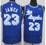 Men's Nike Los Angeles Lakers #23 LeBron James Authentic Blue Jerseys