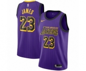Men's Nike Los Angeles Lakers #23 LeBron James Authentic Purple NBA Jersey - City Edition