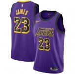 Men's Nike Los Angeles Lakers #23 LeBron James Purple NBA Jersey
