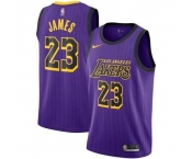 Men's Nike Los Angeles Lakers #23 LeBron James Purple NBA Jersey