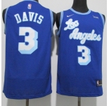 Men's Nike Los Angeles Lakers #3 Anthony Davis Authentic Blue Jerseys