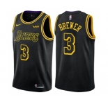 Men's Nike Los Angeles Lakers #3 Corey Brewer Swingman Black City Edition NBA Jersey