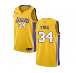 Men's Nike Los Angeles Lakers #34 Shaquille O'Neal Swingman Gold Home NBA Jersey - Icon Edition