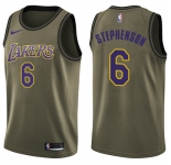 Men's Nike Los Angeles Lakers #6 Lance Stephenson Swingman Green Salute to Service NBA Jersey
