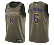 Men's Nike Los Angeles Lakers #6 Lance Stephenson Swingman Green Salute to Service NBA Jersey
