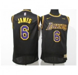 Men's Nike Los Angeles Lakers #6 LeBron James Black Basketball Swingman Association Edition Jersey