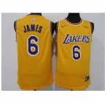 Men's Nike Los Angeles Lakers #6 LeBron James Yellow Basketball Swingman Association Edition Jersey