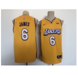 Men's Nike Los Angeles Lakers #6 LeBron James Yellow City Swingman Association Edition Jersey