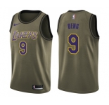 Men's Nike Los Angeles Lakers #9 Luol Deng Swingman Green Salute to Service NBA Jersey