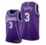 Men's Purple Los Angeles Lakers #3 Anthony Davis 2021-22 City Edition Stitched Jersey