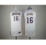 nba los angeles Lakers #16 gasol white[revolution 30]